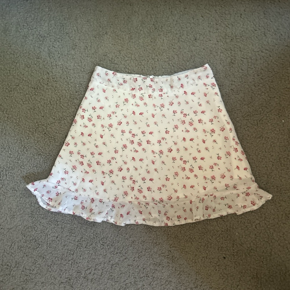 Floral White and Pink Women's Skirt